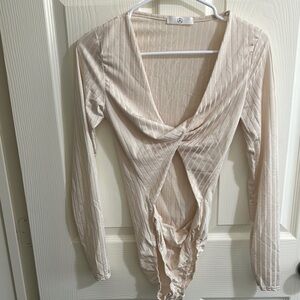 Missguided Multicolored V-Neck Long Sleeve Bodysuit